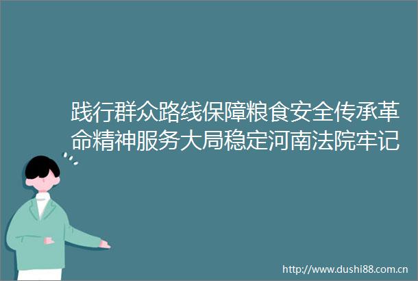 践行群众路线保障粮食安全传承革命精神服务大局稳定河南牢记总书记嘱托奋力谱写新时代更加出彩的中原篇章