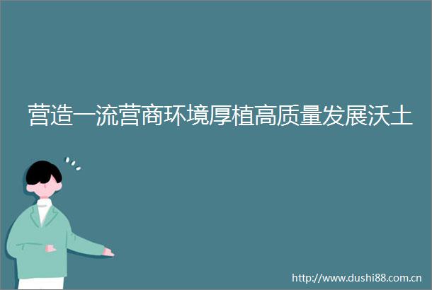 营造一流营商环境厚植高质量发展沃土