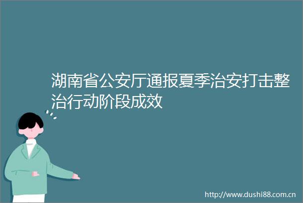 湖南省厅通报夏季治安打击整治行动阶段成效