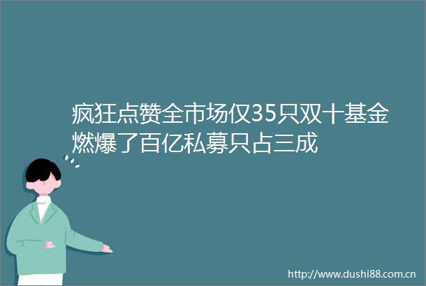 疯狂点赞全市场仅35只双十基金燃爆了百亿私募只占三成