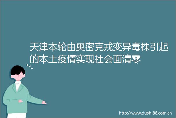 天津本轮由奥密克戎变异毒株引起的本土疫情实现社会面清零