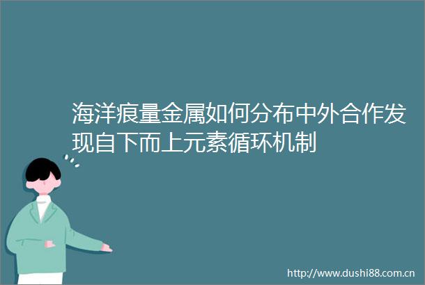 海洋痕量金属如何分布中外合作发现自下而上元素循环机制