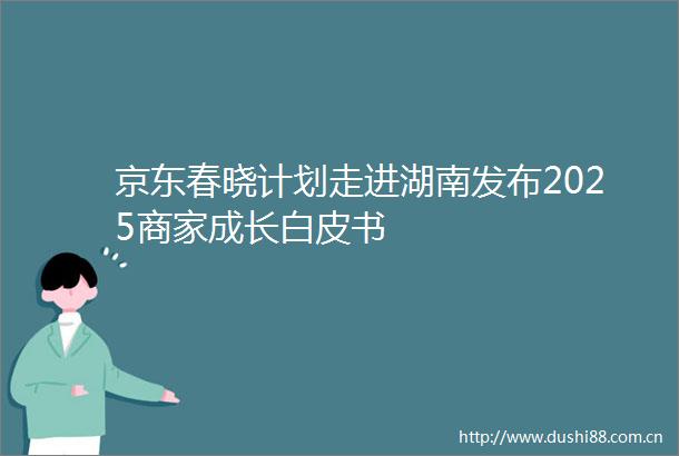 京东春晓计划走进湖南发布2025商家成长白皮书