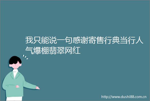 我只能说一句感谢寄售行典当行人气爆棚翡翠网红