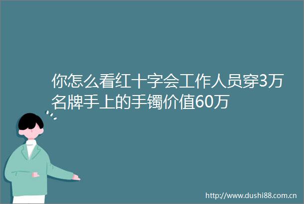 你怎么看红十字会工作人员穿3万名牌手上的手镯价值60万