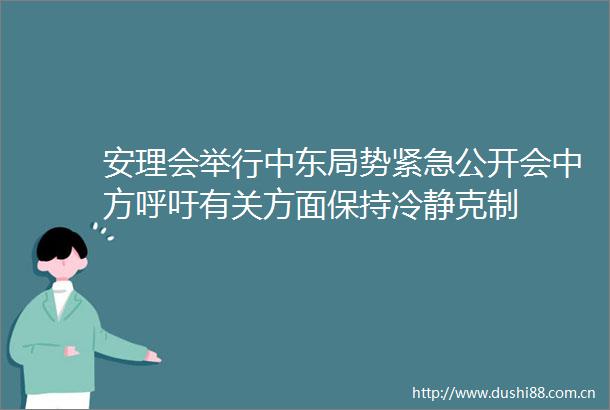 安理会举行中东局势紧急公开会中方呼吁有关方面保持冷静克制