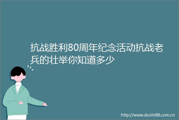 抗战胜利80周年纪念活动抗战老兵的壮举你知道多少