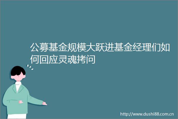 公募基金规模大跃进基金经理们如何回应灵魂拷问