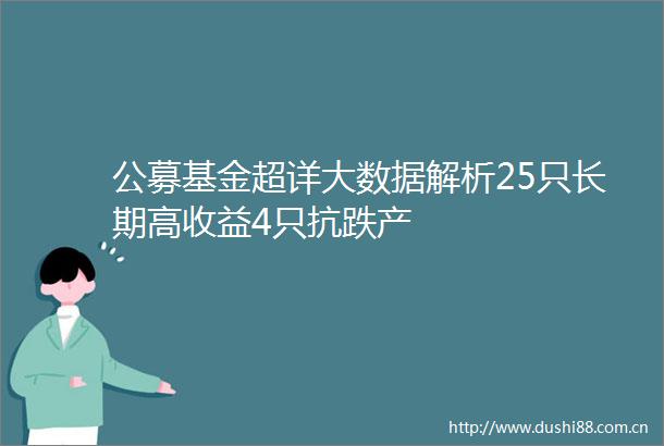 公募基金超详大数据解析25只长期高收益4只抗跌产