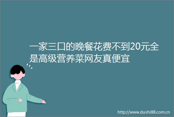 一家三口的晚餐花费不到20元全是高级营养菜网友真便宜
