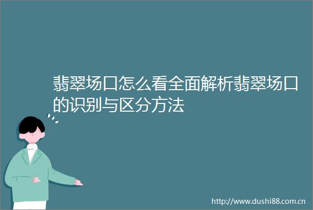 翡翠场口怎么看全面解析翡翠场口的识别与区分方法