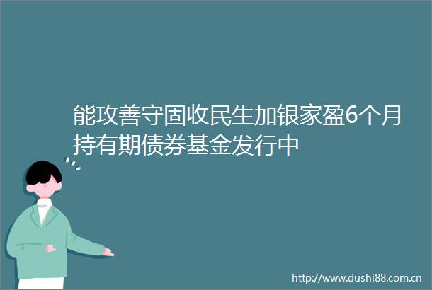 能攻善守固收民生加银家盈6个月持有期债券基金发行中