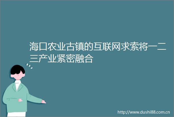 海口农业古镇的互联网求索将一二三产业紧密融合