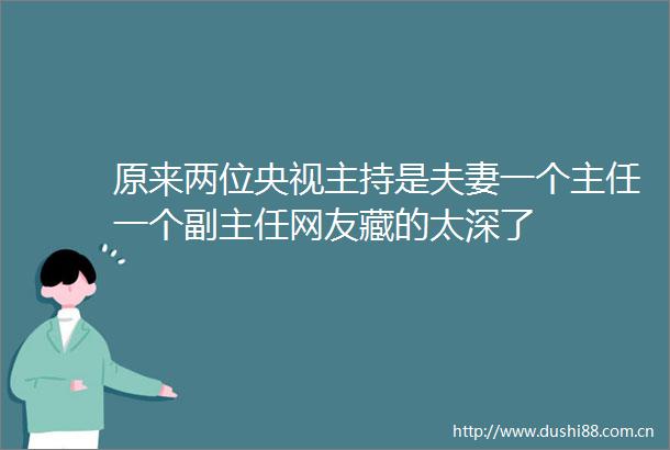 原来两位央视主持是夫妻一个主任一个副主任网友藏的太深了