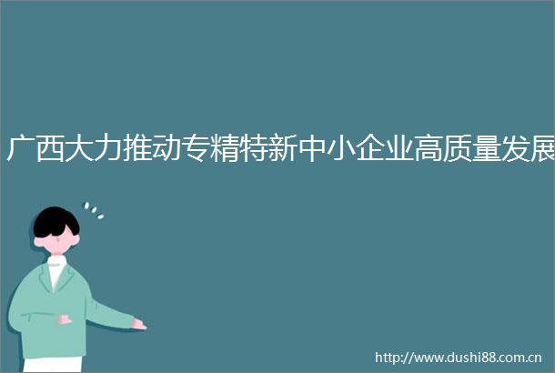 广西大力推动专精特新中小企业高质量发展