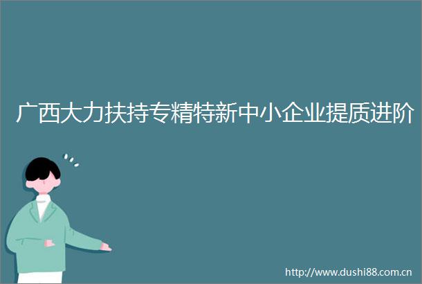 广西大力扶持专精特新中小企业提质进阶