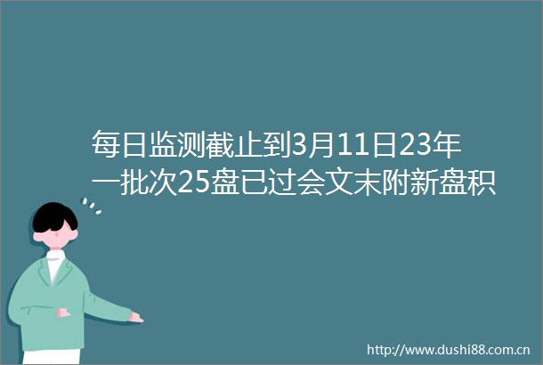 每日监测截止到3月11日23年一批次25盘已过会文末附新盘积分更新