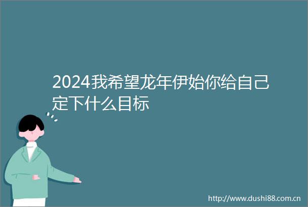 2024我希望龙年伊始你给自己定下什么目标