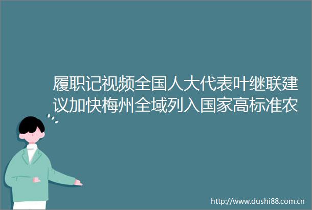 履职记视频全国人大代表叶继联建议加快梅州全域列入高标准农田建设试点