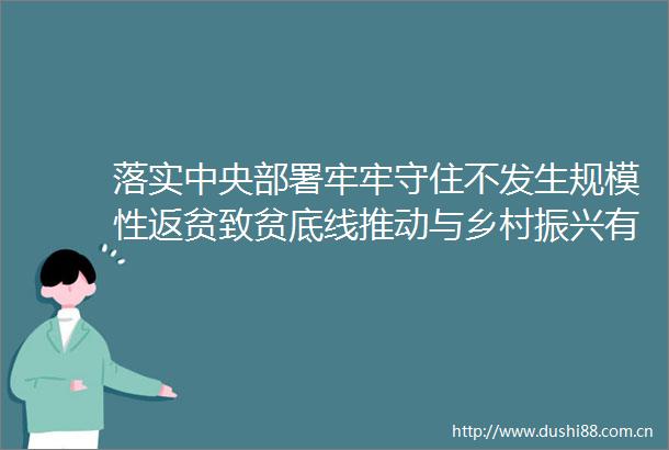 落实中央部署牢牢守住不发生规模性返贫致贫底线推动与乡村振兴有效衔接
