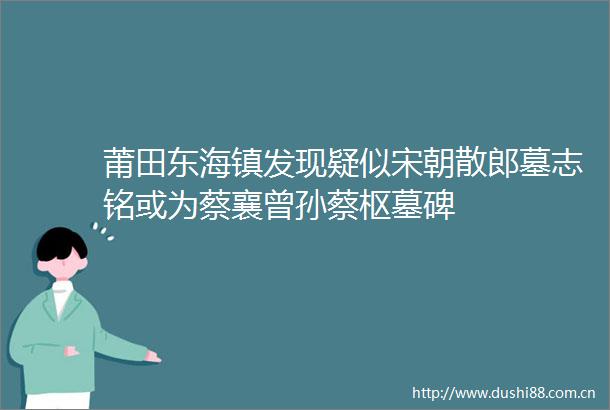 莆田东海镇发现疑似宋朝散郎墓志铭或为蔡襄曾孙蔡枢墓碑