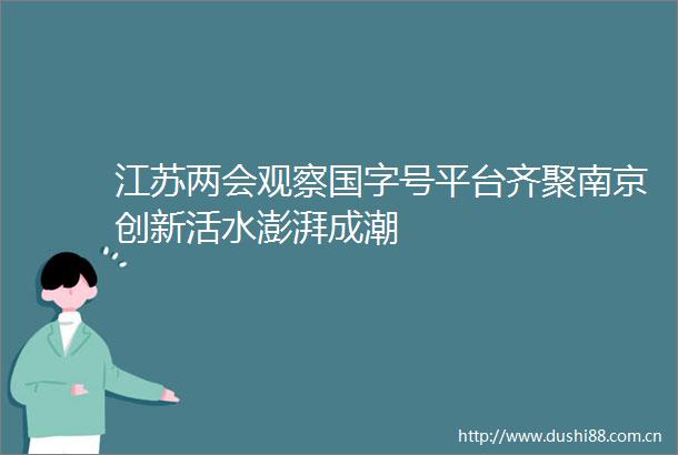 江苏两会观察国字号平台齐聚南京创新活水澎湃成潮