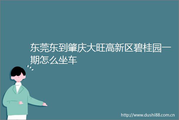东莞东到肇庆大旺高新区碧桂园一期怎么坐车