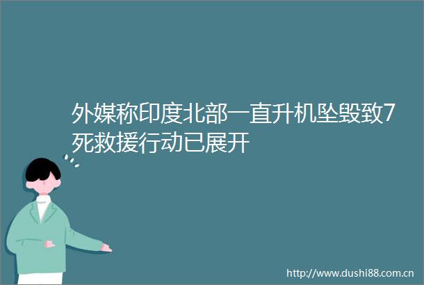 外媒称印度北部一直升机坠毁致7死救援行动已展开