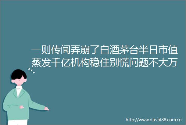 一则传闻弄崩了白酒茅台半日市值蒸发千亿机构稳住别慌问题不大万亿宁王再创新高超越茅台指日可待