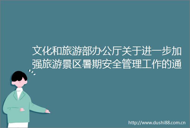 文化和旅游部办公厅关于进一步加强旅游景区暑期安全管理工作的通知