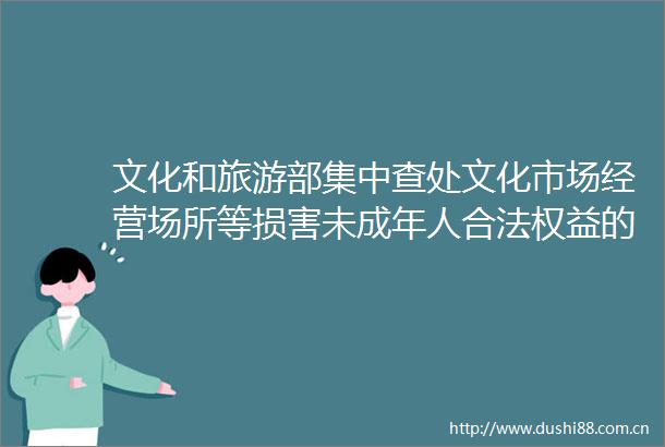 文化和旅游部集中查处文化市场经营场所等损害未成年人合法权益的行为