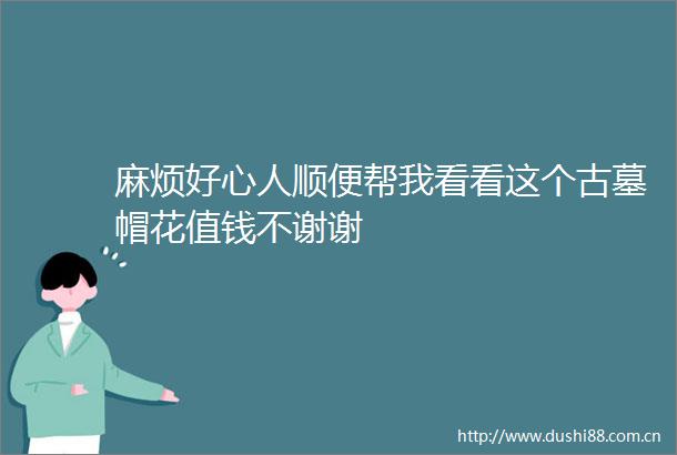 麻烦好心人顺便帮我看看这个古墓帽花值钱不谢谢