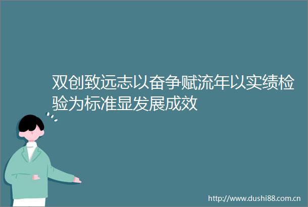 双创致远志以奋争赋流年以实绩检验为标准显发展成效