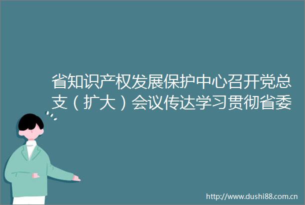省知识产权发展保护中心召开党总支（扩大）会议传达学习贯彻省委十一届七次全会精神