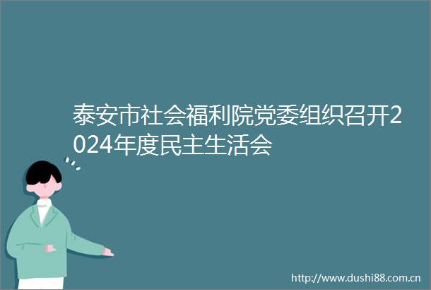泰安市社会福利院党委组织召开2024年度民主生活会