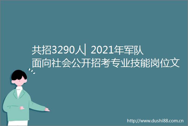 共招3290人▏2021年军队面向社会公开招考专业技能岗位文职人员公告发布