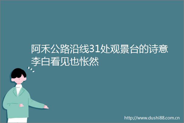 阿禾公路沿线31处观景台的诗意李白看见也怅然