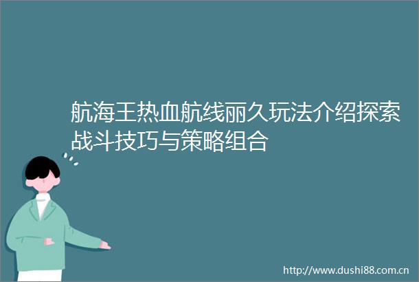 航海王热血航线丽久玩法介绍探索战斗技巧与策略组合
