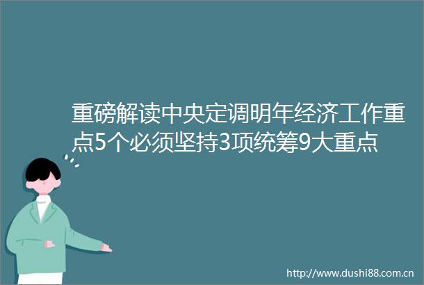 重磅解读中央定调明年经济工作重点5个必须坚持3项统筹9大重点