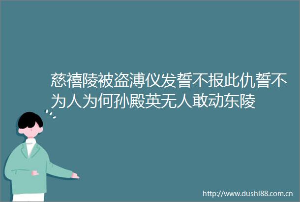 慈禧陵被盗溥仪发誓不报此仇誓不为人为何孙殿英无人敢动东陵