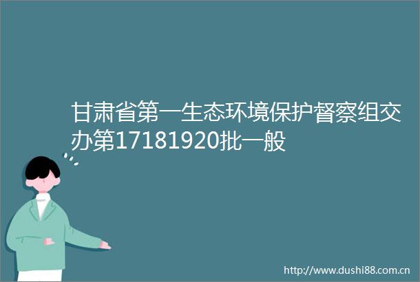 甘肃省第一生态环境保护督察组交办第17181920批一般