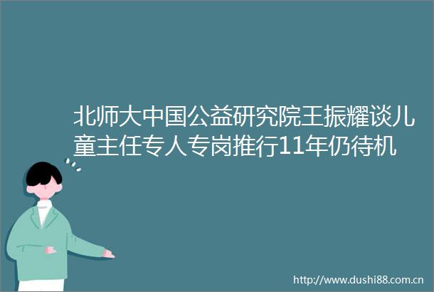 北师大公益研究院王振耀谈儿童主任专人专岗推行11年仍待机制认可