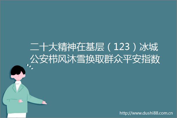 二十大精神在基层（123）冰城栉风沐雪换取群众平安指数