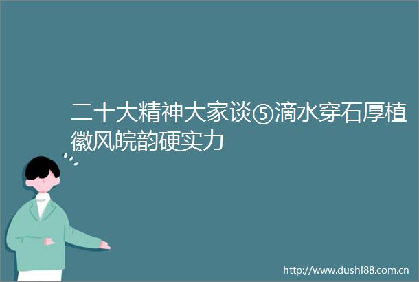 二十大精神大家谈⑤滴水穿石厚植徽风皖韵硬实力