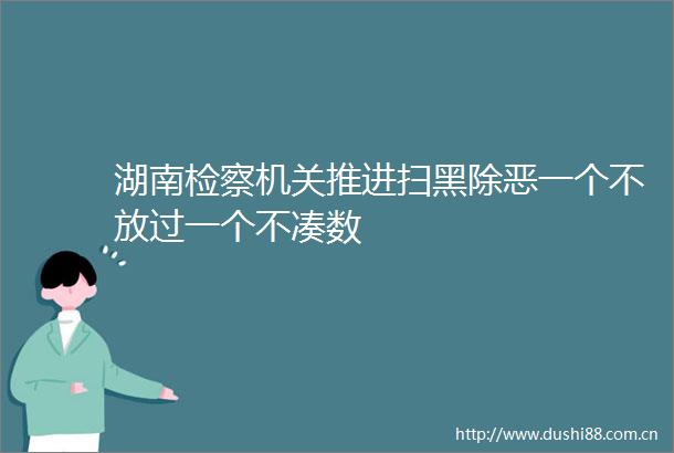 湖南检察机关推进扫黑除恶一个不放过一个不凑数