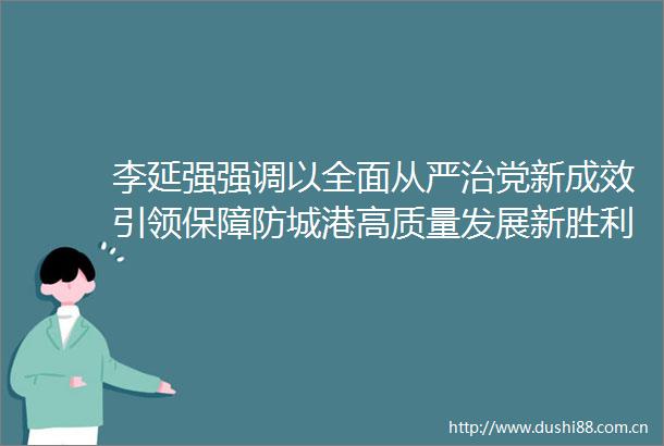 李延强强调以全面从严治党新成效引领保障防城港高质量发展新胜利