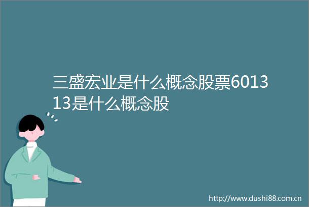 三盛宏业是什么概念股票601313是什么概念股