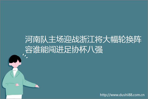 河南队主场迎战浙江将大幅轮换阵容谁能闯进足协杯八强