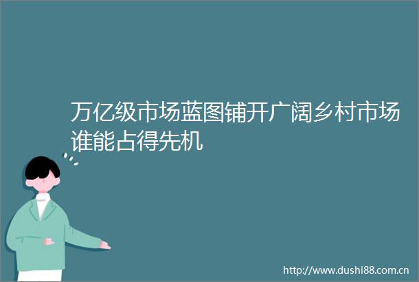 万亿级市场蓝图铺开广阔乡村市场谁能占得先机