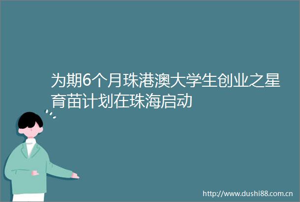 为期6个月珠港澳大学生创业之星育苗计划在珠海启动